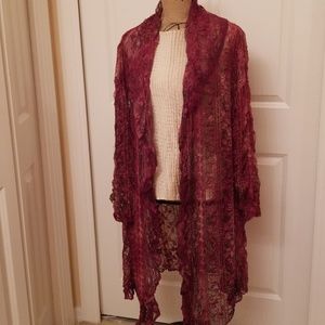 🎉HP🎉Wearable Art Duster Maroon/Pink-Brushstrokes